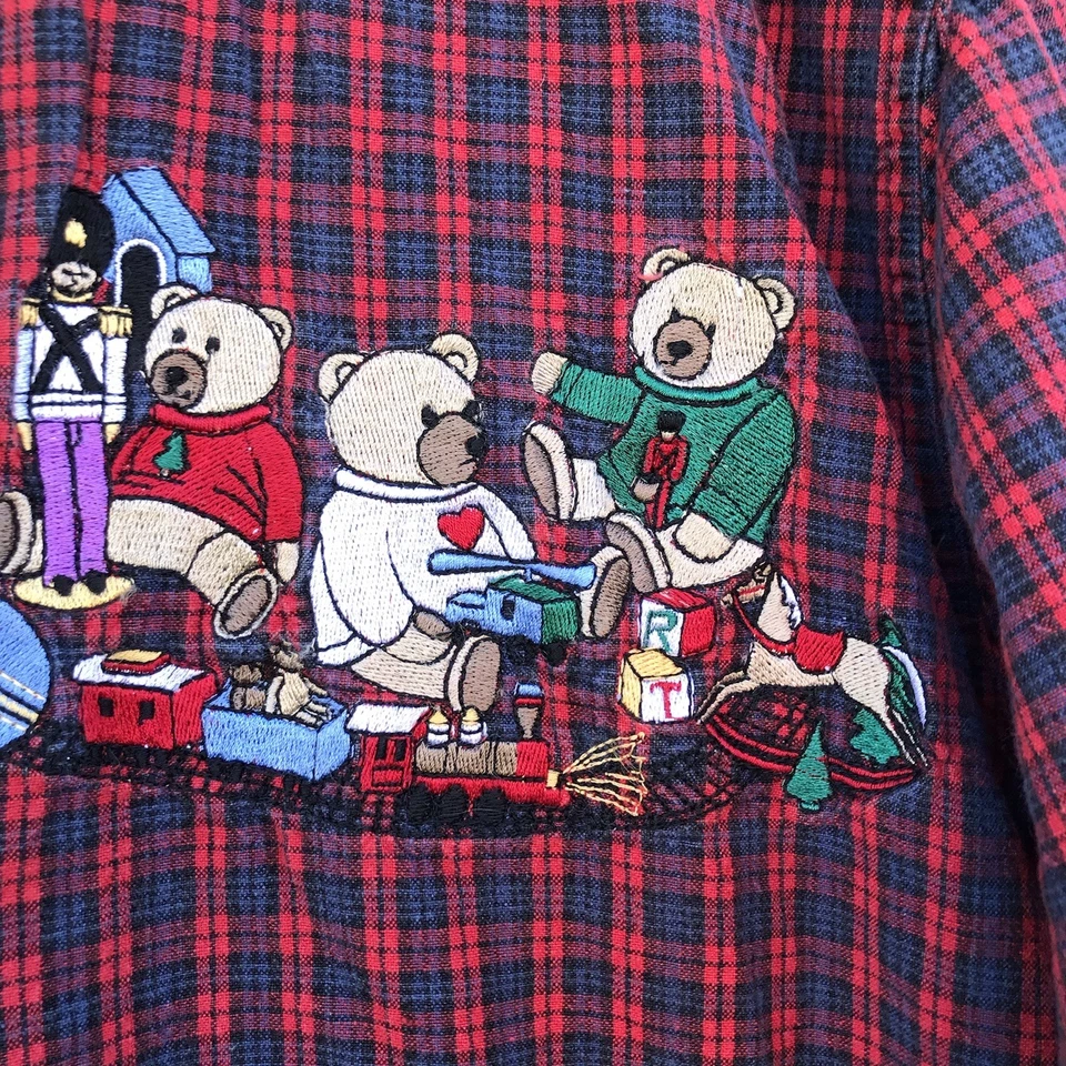  Mujer Navidad Rojo Azul Cuadros Camisa Abotonada Talla Med Bears Bobbie Brooks De Colección Foto 3 de 4