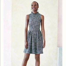 Anthropologie Ganni Textured Ruffle Neck Sleeveless Dress Size XS
