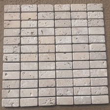 Tumbled Light Travertine Finger Mosaic Tiles 23 x 48 mm