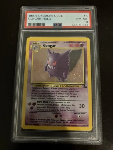 1999 Fossil Gengar Holo 5/62 Psa 8