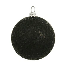 Vickerman 6" Black Sequin Ball Ornament, 4 per Bag