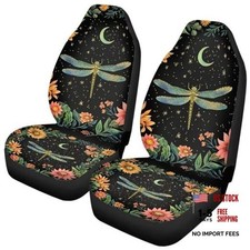 Dragonfly Moon Flower Front Car Seat Cover for Retro Dragonfly Sunflower Moon