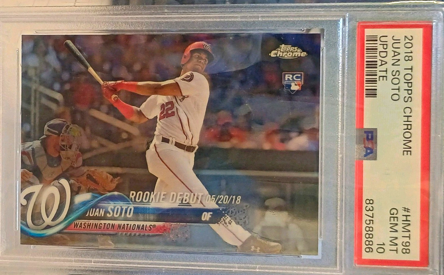 Topps 2018 Chrome Update Juan Soto Rookie Debut HMT98 PSA 10 RC
