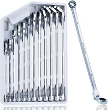 Extra Long Ratcheting Wrench Set, Flex Head & Fixed Offset Head Double Box