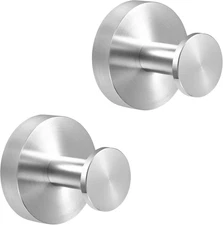 2-Pack Brushed Nickel Wall Towel Hooks SUS304 Stainless Steel Heavy Duty