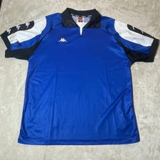 VTG Kappa Athletic Jersey Soccer T Shirt Blue White Black XL
