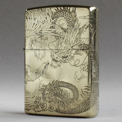 Zippo Feuerzeug 168 Armor Custom / Full Sides Engraving Dragon & Phoenix Neu