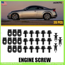 28X Car Splash Bolts Body Shield Engine Screw Clip Fender Bumper Set Rivet Set