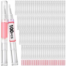 100pcs 3ml Empty Nail Oil Pen Twist Tube with Brush Tip for Lip Gloss + Labels