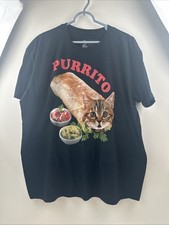 2 Monkeys Purrito Cat Burrito Graphic T-Shirt Black Mens Size 2XL USA Made
