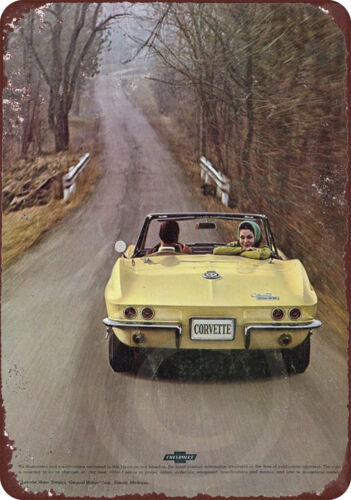 1965 Corvette Stingray Vintage Look Reproduction Panneau Métal 8 x 12 - Photo 1 sur 1