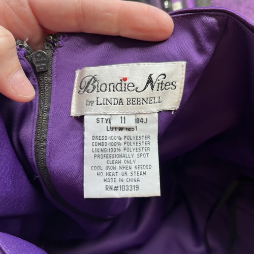 Vintage 90s Y2K Strapless Purple Sequin Tulle Prom Dress Whimsygoth Fairy Witchy - Picture 6 of 9