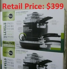 GreenPan Levels Cookware Set Healthy Ceramic Diamond Advanced Nonstick 10 Piece✅