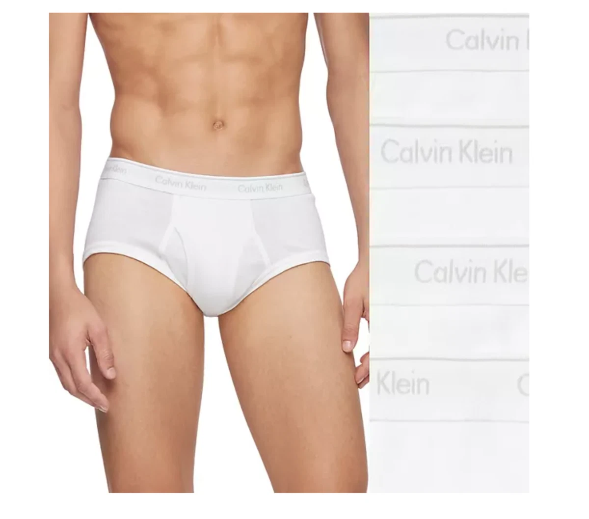 Men 4-Pack Calvin Klein 100% Cotton Briefs Classic Fit CK Underwear (All  White )