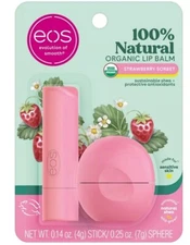 Eos Organic Lip Balm Strawberry Sorbet 0.14 Oz Each