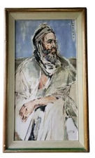 Oil Painting 1958 Old Men Portrait Signed Costantino Lagana
