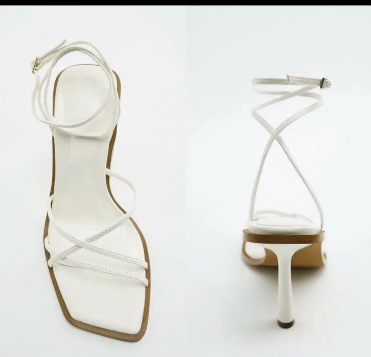 White strappy sandals zara cheap