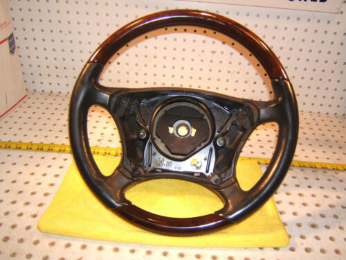 Mercedes W220,W215 00-6 Leather Burl WOOD Charcoal Steering 1 Wheel,NO bag cover