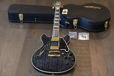 2021 D Angelico Excel Mini DC Semi-Hollow Electric Guitar Black Dog + OHSC