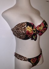 VICTORIAS SECRET 2 Piece Animal Print Floral Bikini Swimsuit Set  Size XS