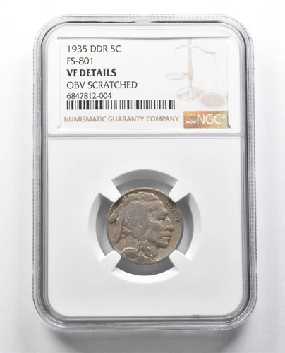 VF Details 1935 DDR FS-801 Indian Head Buffalo Nickel Obv Scratched NGC *2408
