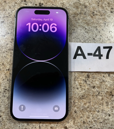 Apple iPhone 14 Pro 128GB Deep Purple- Cracked Back Unlocked - (A-47