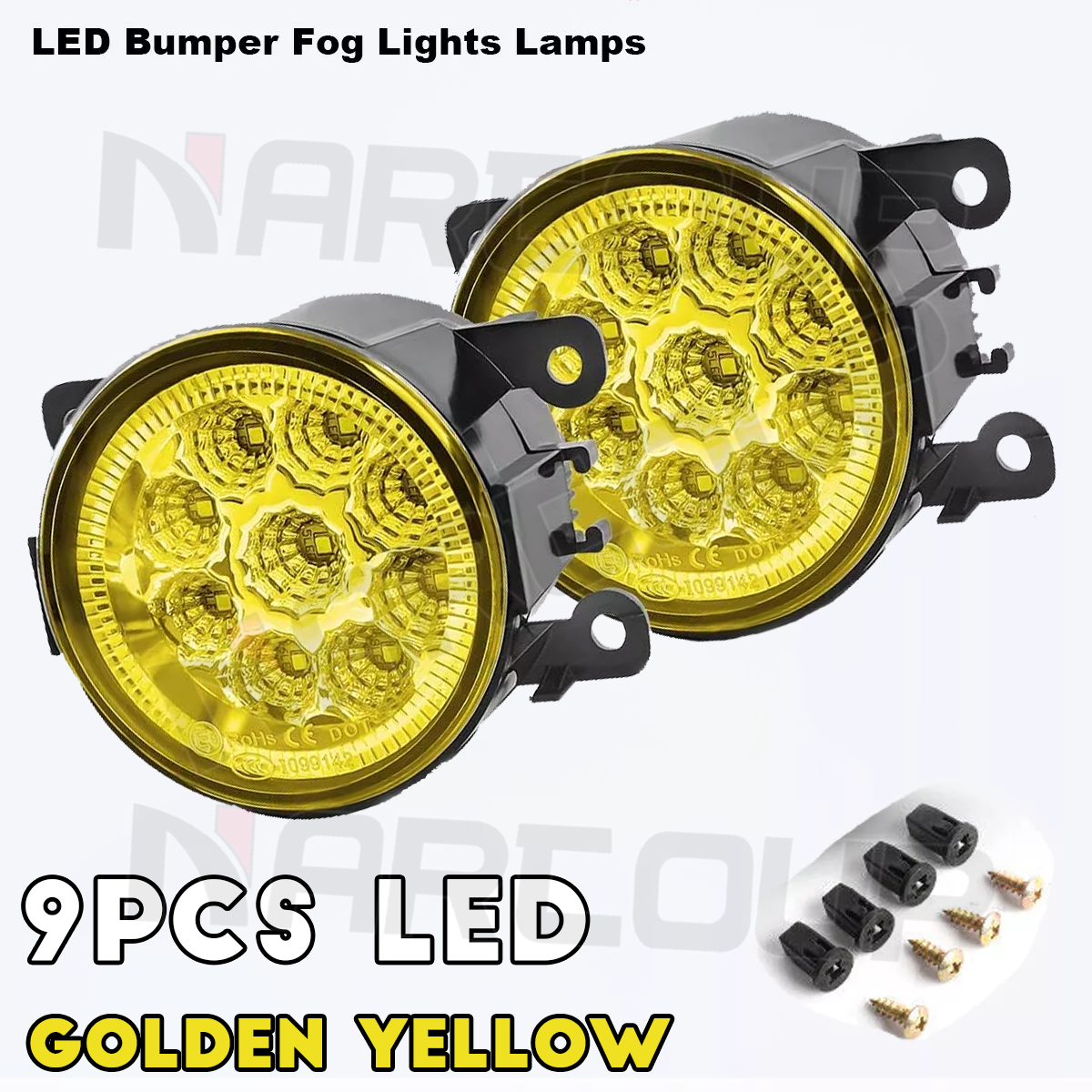 LED Fog Light Left LH & Right RH Yellow Pair Set for Subaru Legacy 2018-2024