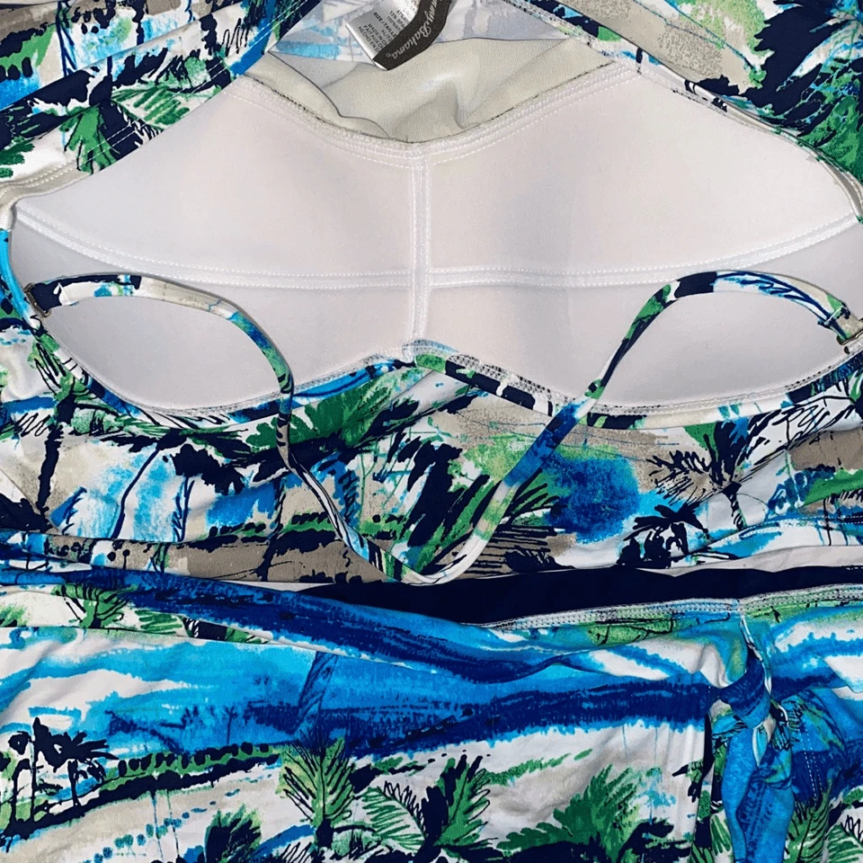 Tommy Bahama NUEVO CON ETIQUETAS Y2K Deadstock RARO DIFÍCIL DE ENCONTRAR Tankini Conjunto Traje de Baño Scenic Harbor Talla XL Foto 2 de 4