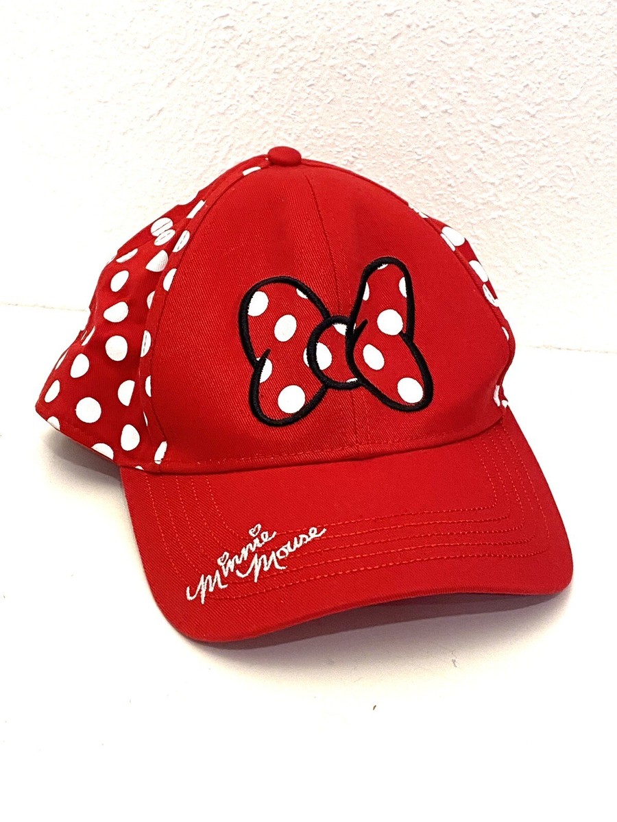 Disney Mini Mouse Red Bow Visor Hat Adjustable Cap One Size