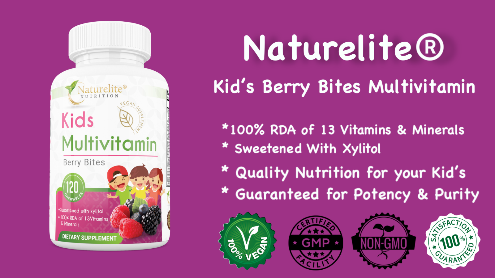 Naturelite Kid Multivitamin 100 Rda Of 13 Vitamins Minerals 1 Chewables For Sale Online Ebay
