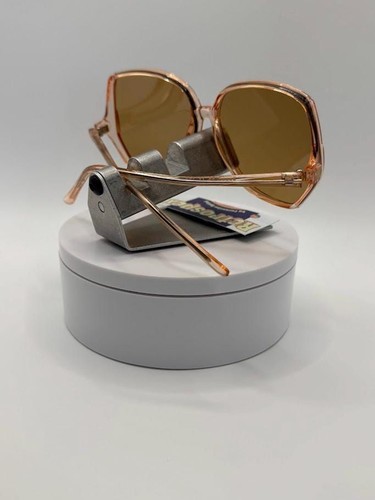 NEW Vintage Oversize Sunglasses Drop Temple Style Crystal Brown Monochrome #830 - Picture 8 of 10