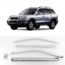 Chrome Window Visor Rain Sun Guards 4p K635 For Hyundai Santa Fe Sm 2002-2005