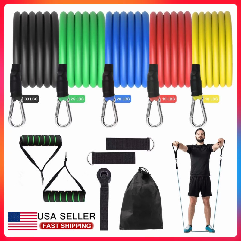 11 PCS Resistance Band Set Yoga Abs Exercise Fitness Tube Gy