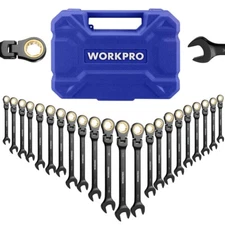 22-piece Ratcheting Wrench Set w/180° Flex Head, Anti-Slip Tooth w/Organizer Box