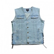 Blue-Jean-Denim-Motorcycle-Vest-Laces M, L, XL, 2XL, 3XL NWT Price drop 
