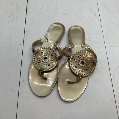 Jack Rogers Womens Gold Rubber Flipflops Size 9