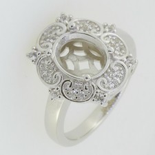 Sterling Silver Semi Mount Ring Setting Oval OV 10x8mm White Topaz or Moissanite