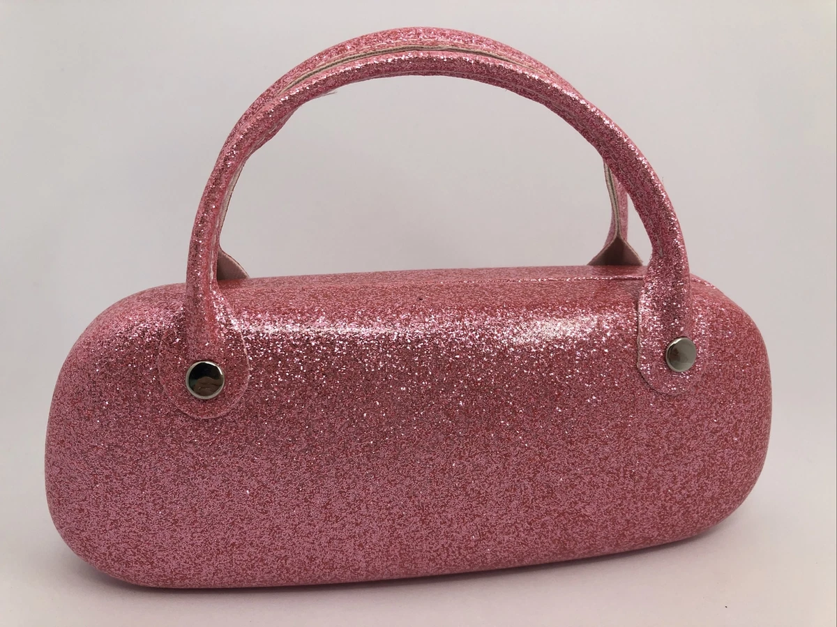 NEW Juicy Couture Kids Pink Glitter Hard Eyeglass Clamshell Case