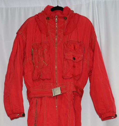 Bogner Sz 40 Zip Up Red Ski Winter Suit One Piece Layerlite Lined Logo Hood USA - Picture 4 of 12