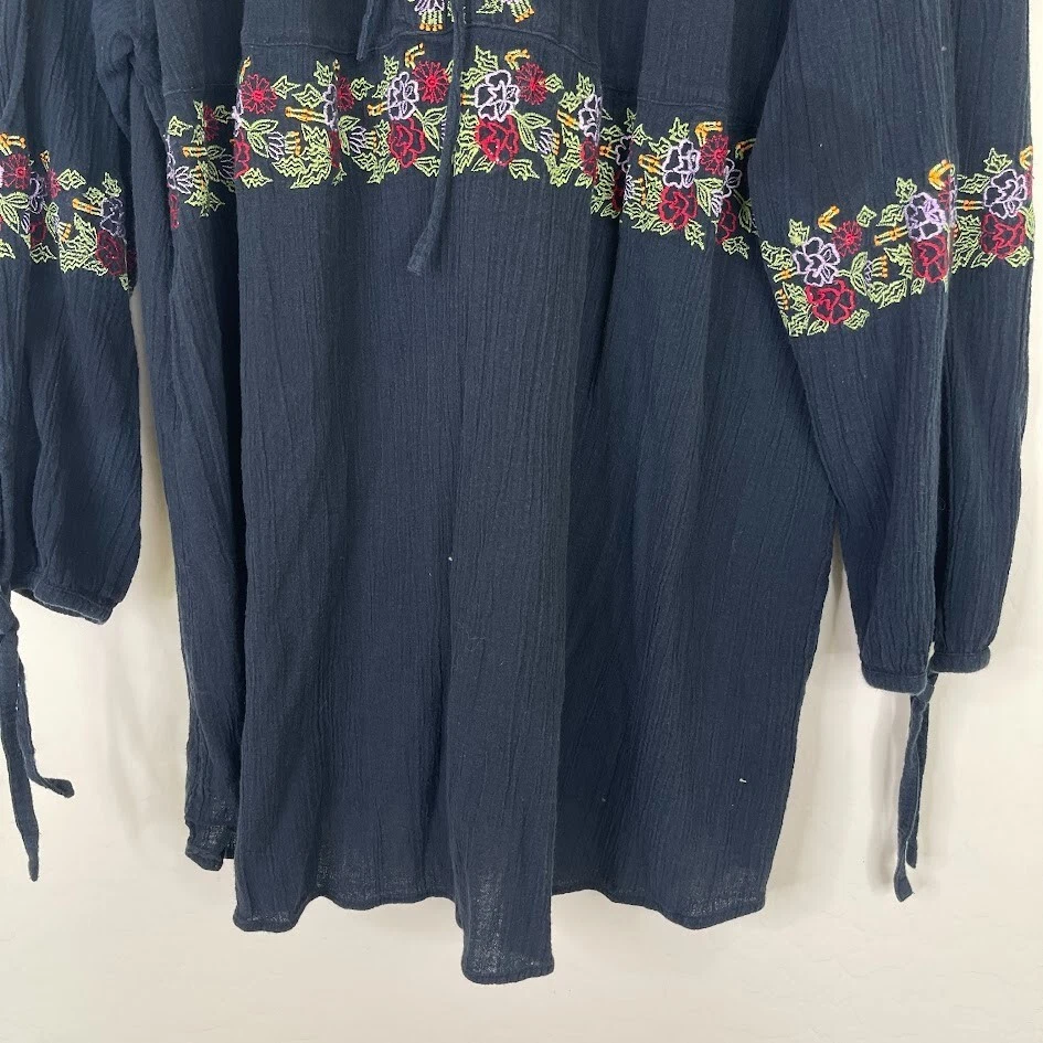 Blusa campesina Carolina Colours para mujer 3X talla grande 24 bordada floral algodón Foto 3 de 4