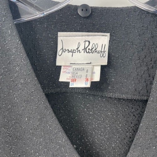 Joseph Ribkoff Size US 8 Black Shimmer Pleated Wide Leg Button Front Top Set - Picture 3 of 11