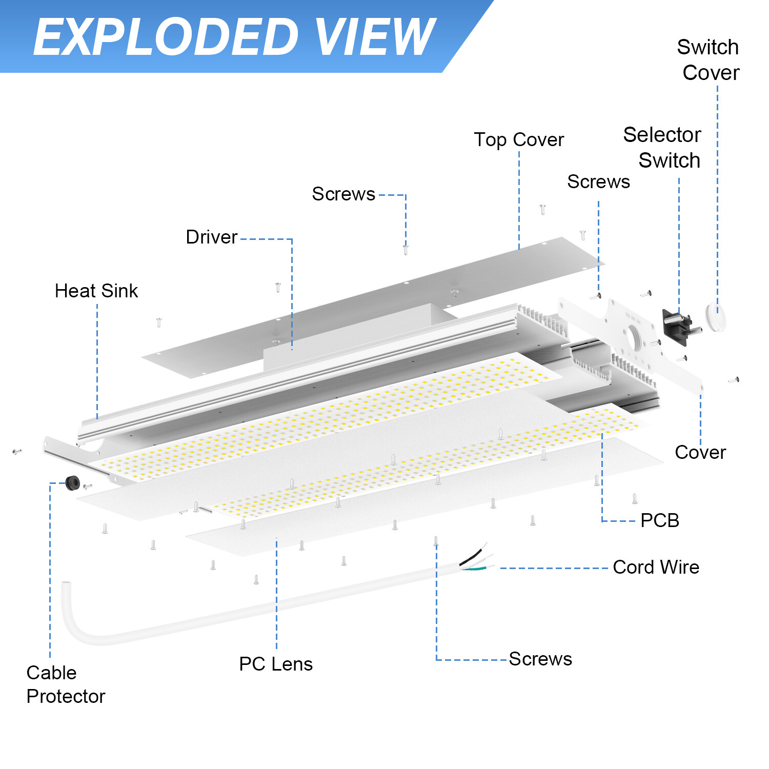 300Watt LED Linear High Bay Shop Light Commercial Warehouse Factory Hanging Lamp