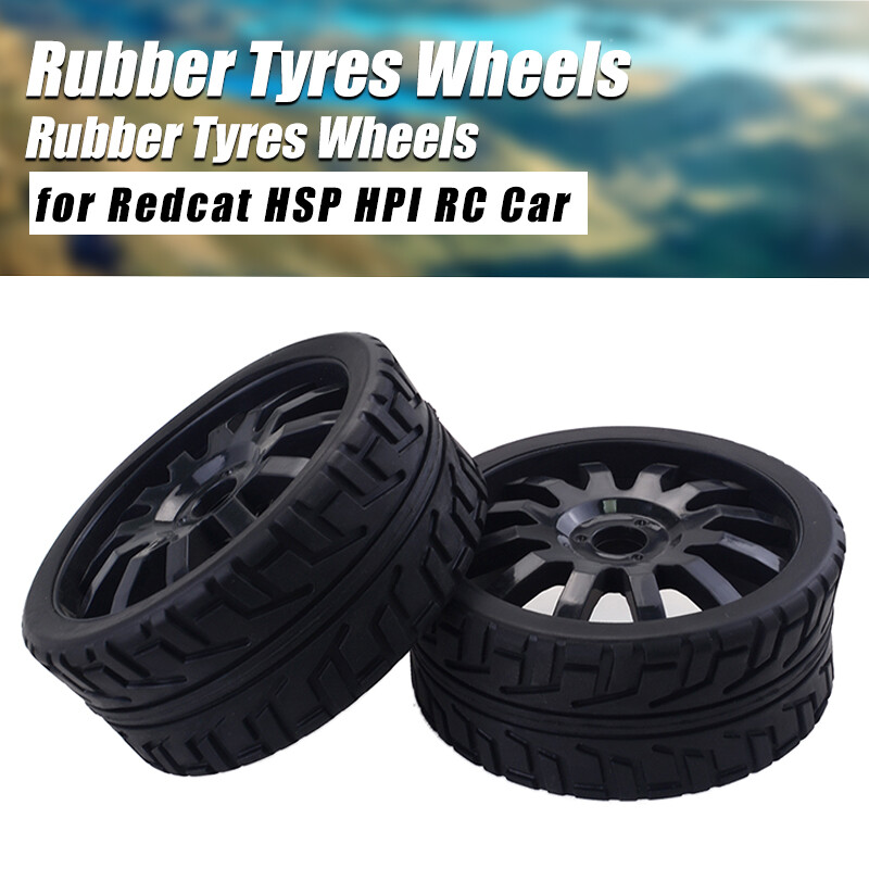 Lot 4 Roues 4 Pneus Rallye Caoutchouc Hex 12mm + Jantes RC 1/10 - Pour HSP HPI Voiture Hors Route