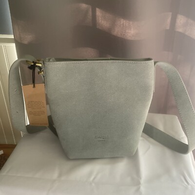NWT Margot NY Leather Suede Kaye Mini Bucket Bag Mint Green