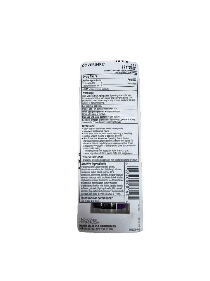 COVERGIRL + OLAY Advanced Radiance Age Defying Makeup + Sunscreen 1 Oz (2 PACK) - Image 4 of 4