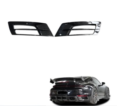 Für Porsche Turbo S 992 echt Carbon Abeckung hinten Lufteinlass Schwarz Glanz