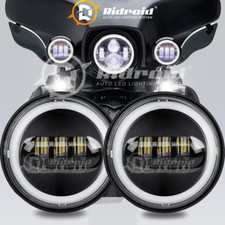 Pair 4.5 Inch Led Spot Passing Lamp Halo Fog Lights For Harley Motorcycle 4 12