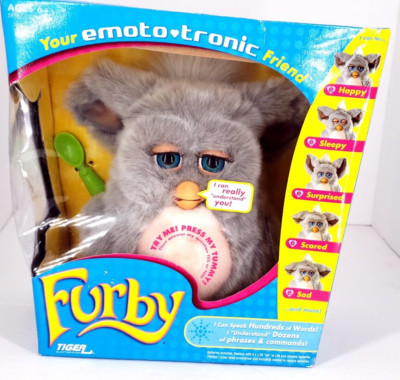 Big FURBY 2005 EMOTO-TRONIC Gray Pink Tiger Electronics Hasbro