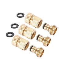 Brass Garden Hose Quick Connector Kit, Quick Disconnect Hose Fittin... Fast Ship