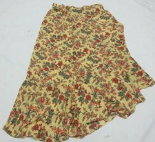 Max Studio Women's Side Tie Ruffle Leaf Floral Hi Lo Maxi Yellow Skirt Size S